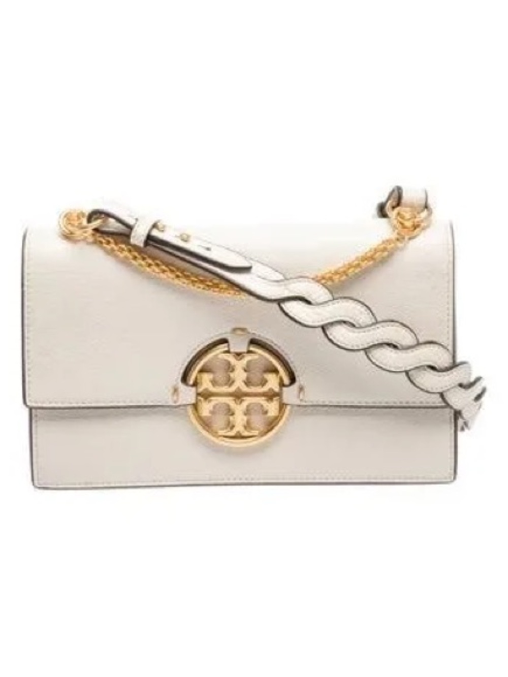 Tory Burch Womens Miller Ivory Leather Shoulder Crossbody bag Purse